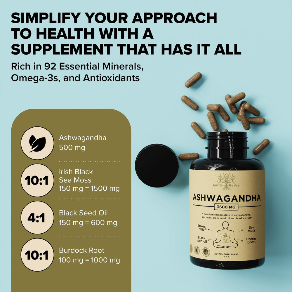 Irish Sea Moss capsules with minerals concept