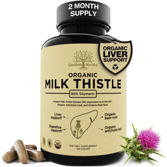Front view of Garden of Herbz Milk Thistle 250 mg 120 capsules bottle