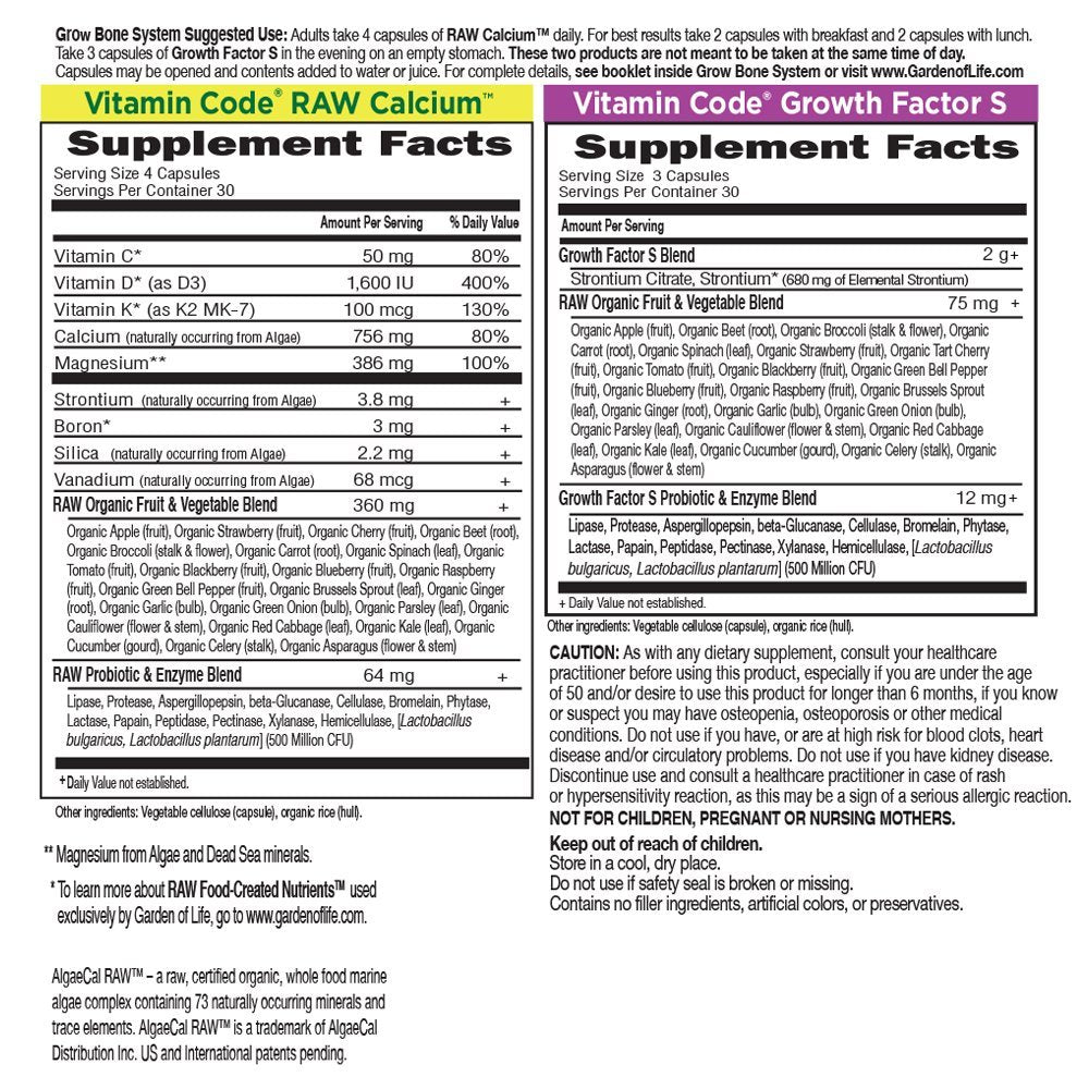 30-day supply packaging for Garden of Life calcium supplement