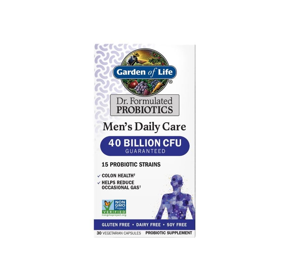 Front bottle of Garden of Life Dr. Formulated Probiotics Men's Daily Care 40B CFU