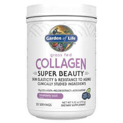 Front view of Garden of Life Collagen Super Beauty Powder Blueberry Acai