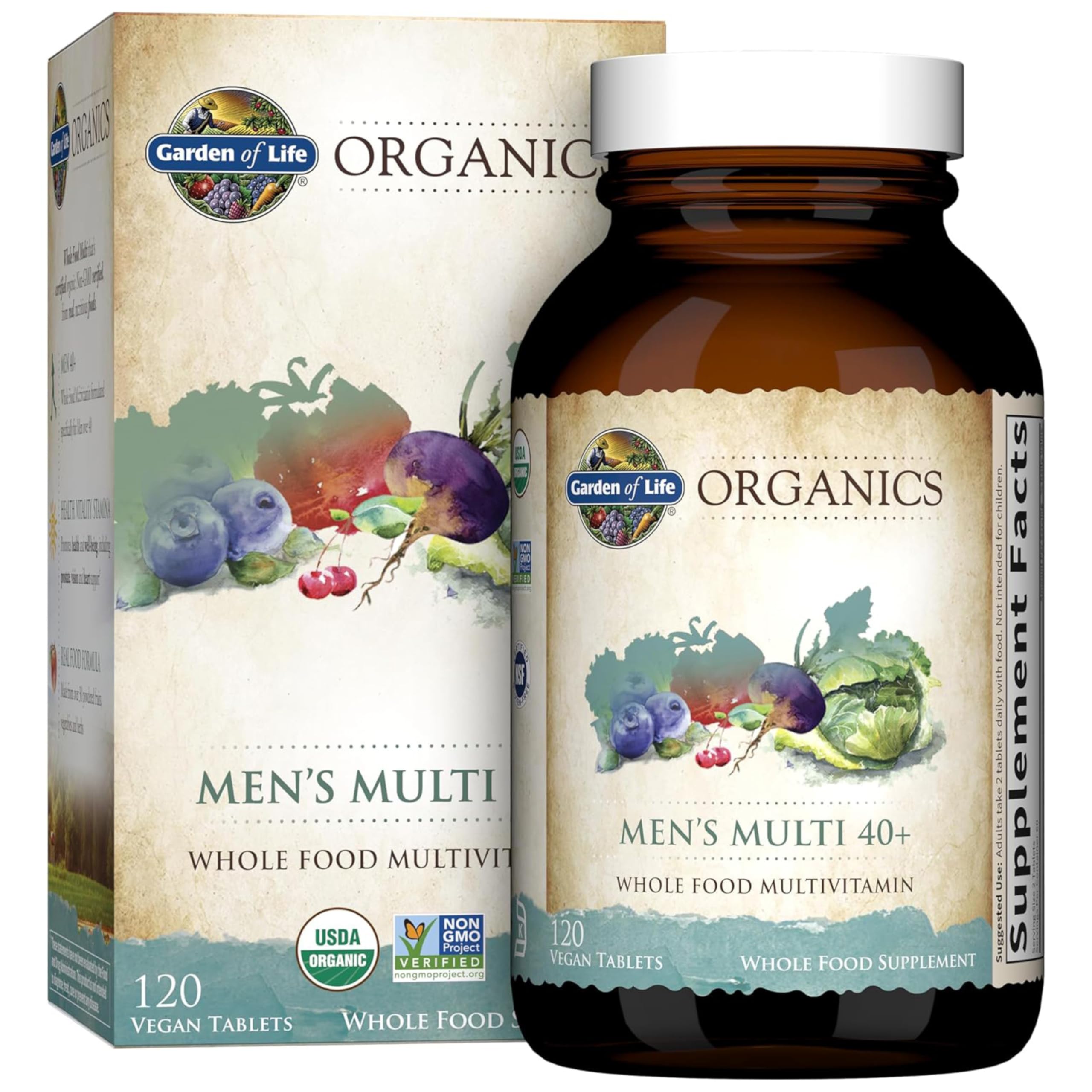 Packaging image for Garden of Life Organics Men's Multi 40+ 120 tablets