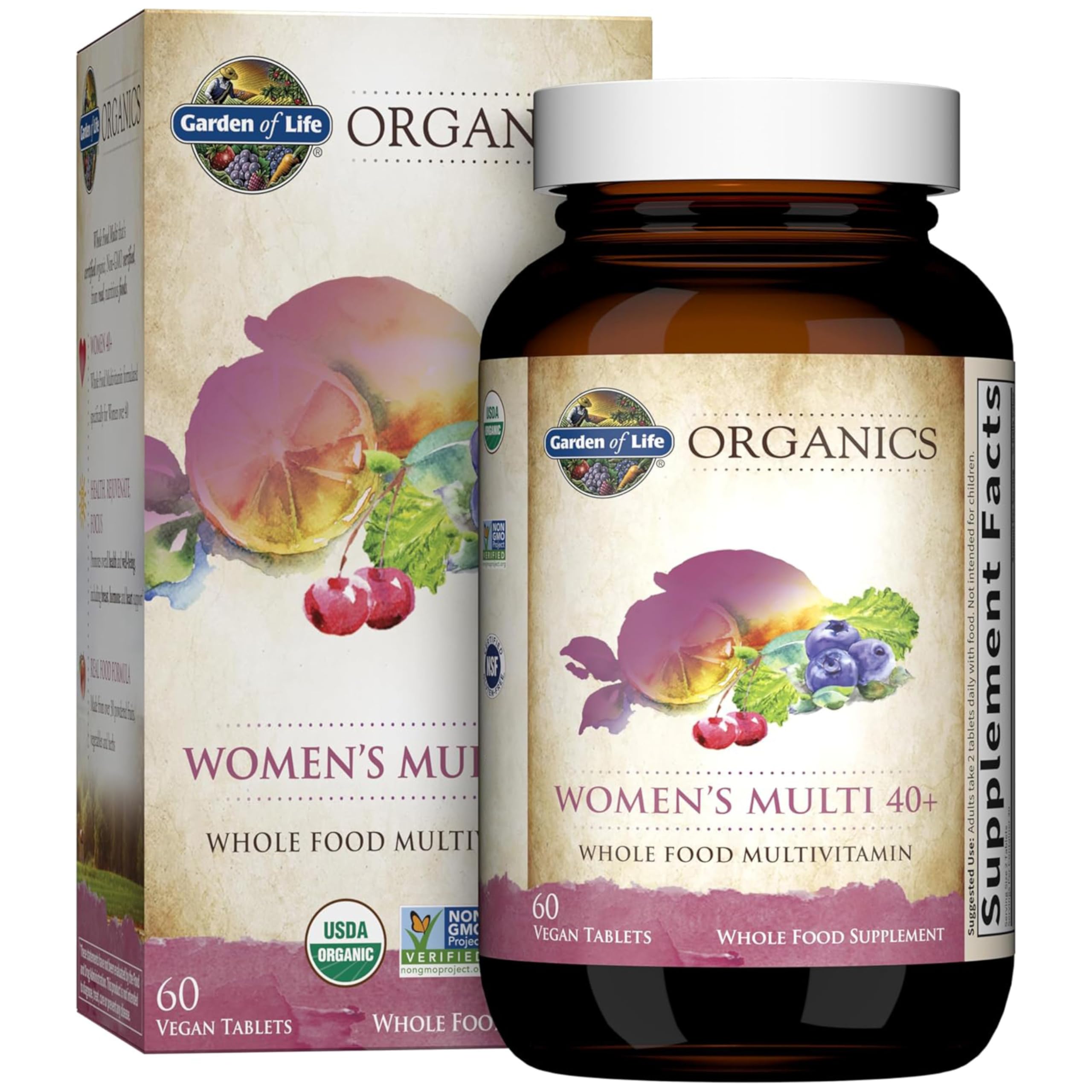 Garden of Life Organics Women 40+ Multivitamin bottle label
