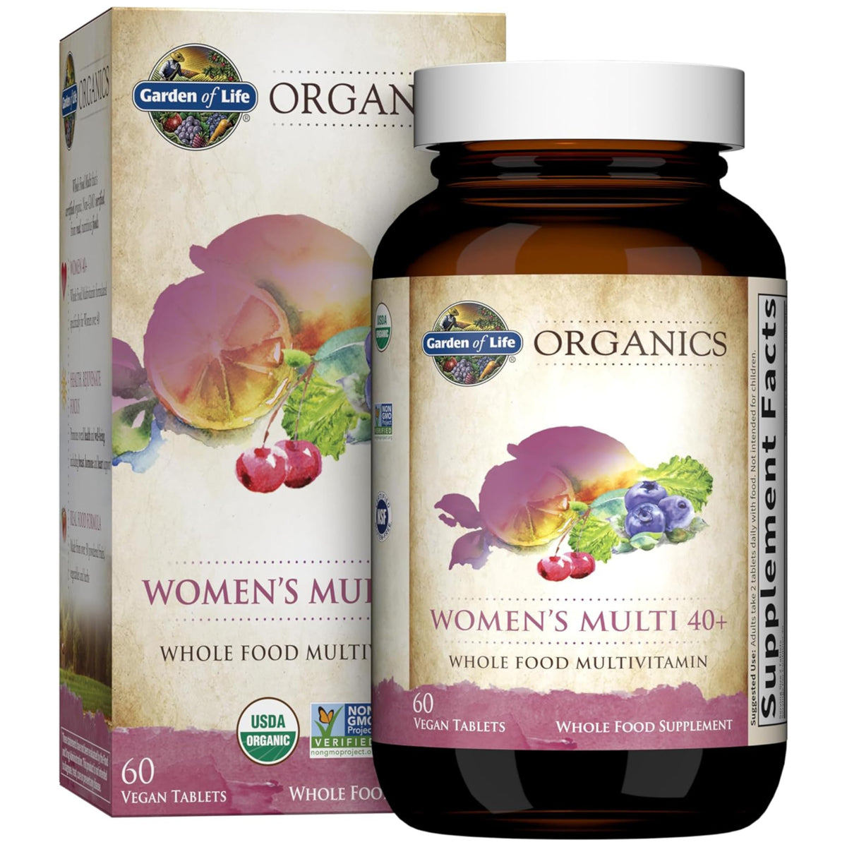 Garden of Life Organics Women 40+ Multivitamin bottle label