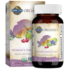 Product pack shot of Garden of Life Organics Women’s Multivitamin bottle
