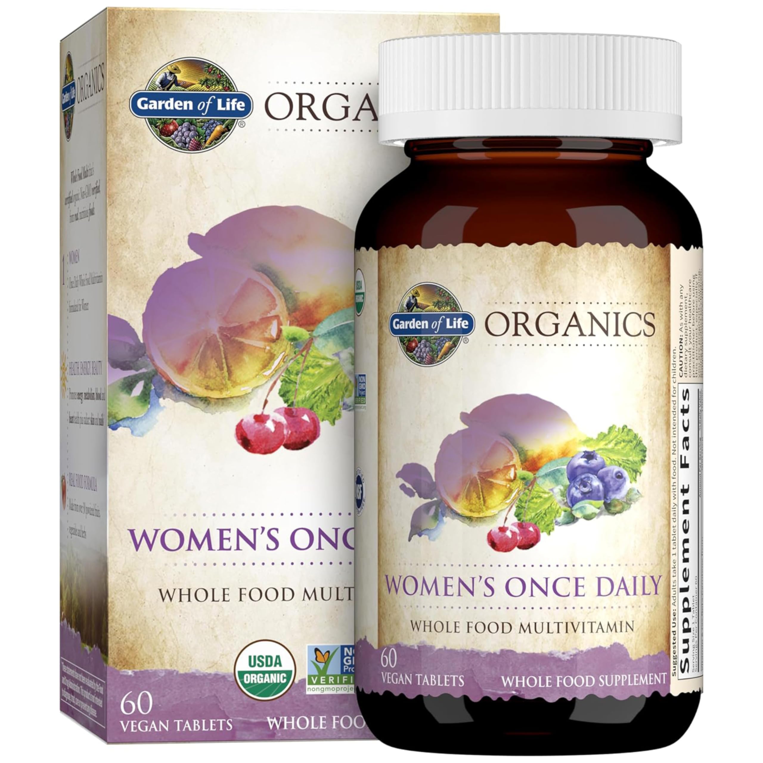 Garden of Life Organics Women's One Daily Multivitamin bottle on white background