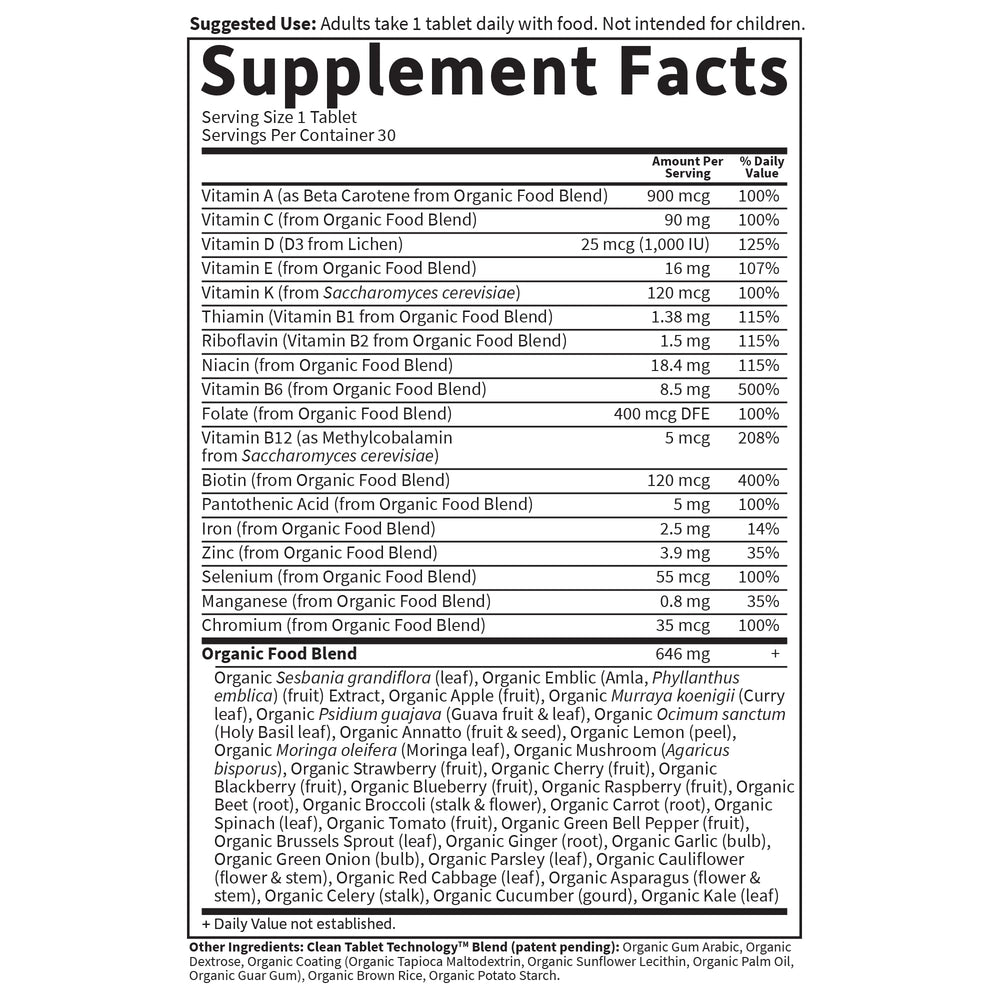 Garden of Life Organics Women’s Multivitamin packaging and organic certifications