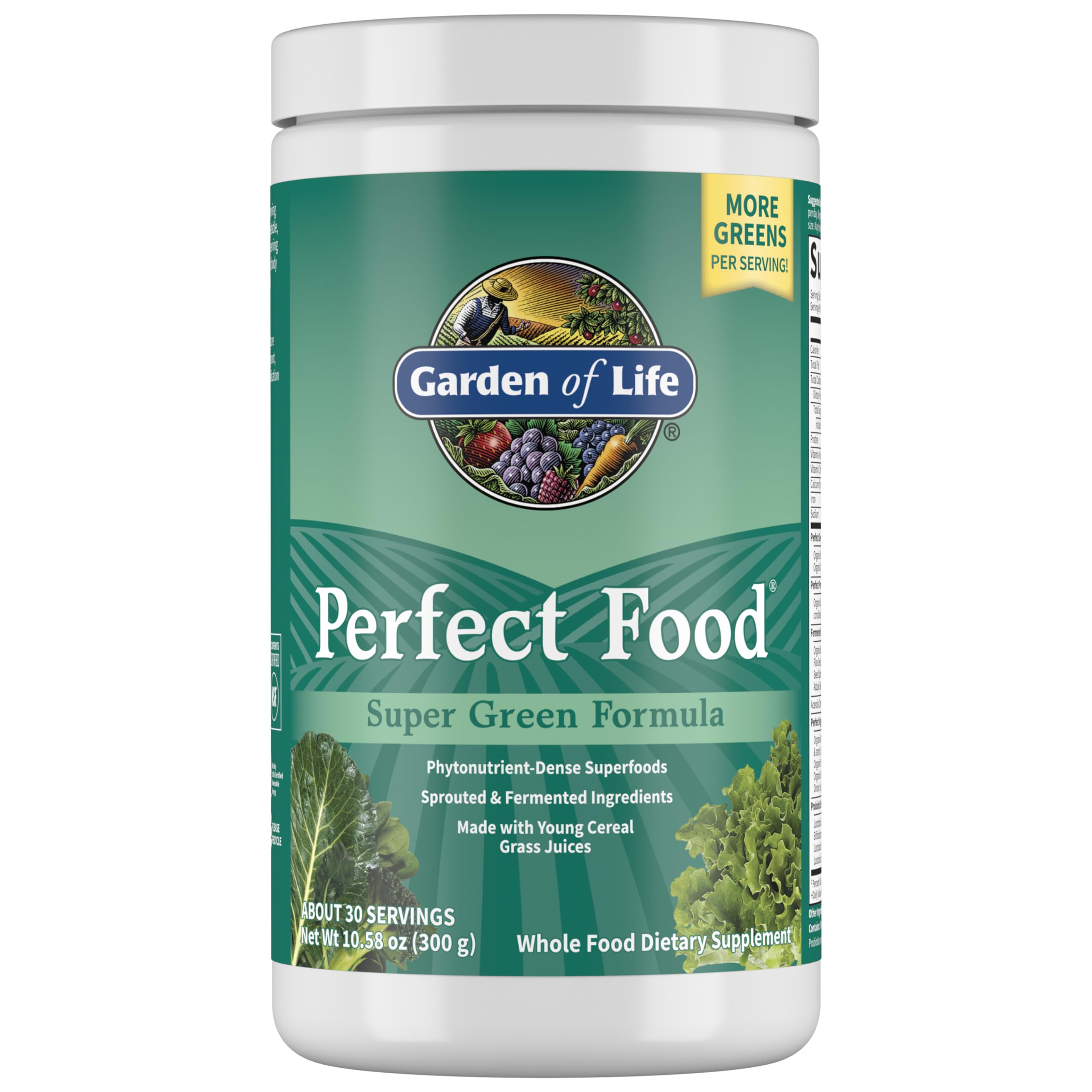 Garden of Life Perfect Food Green Formula bottle and label