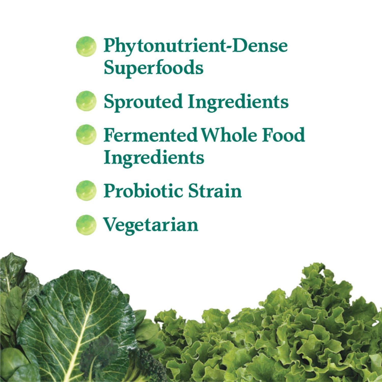 Container of Perfect Food greens powder with scoop