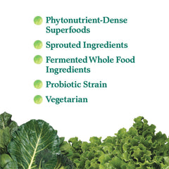 Container of Perfect Food greens powder with scoop