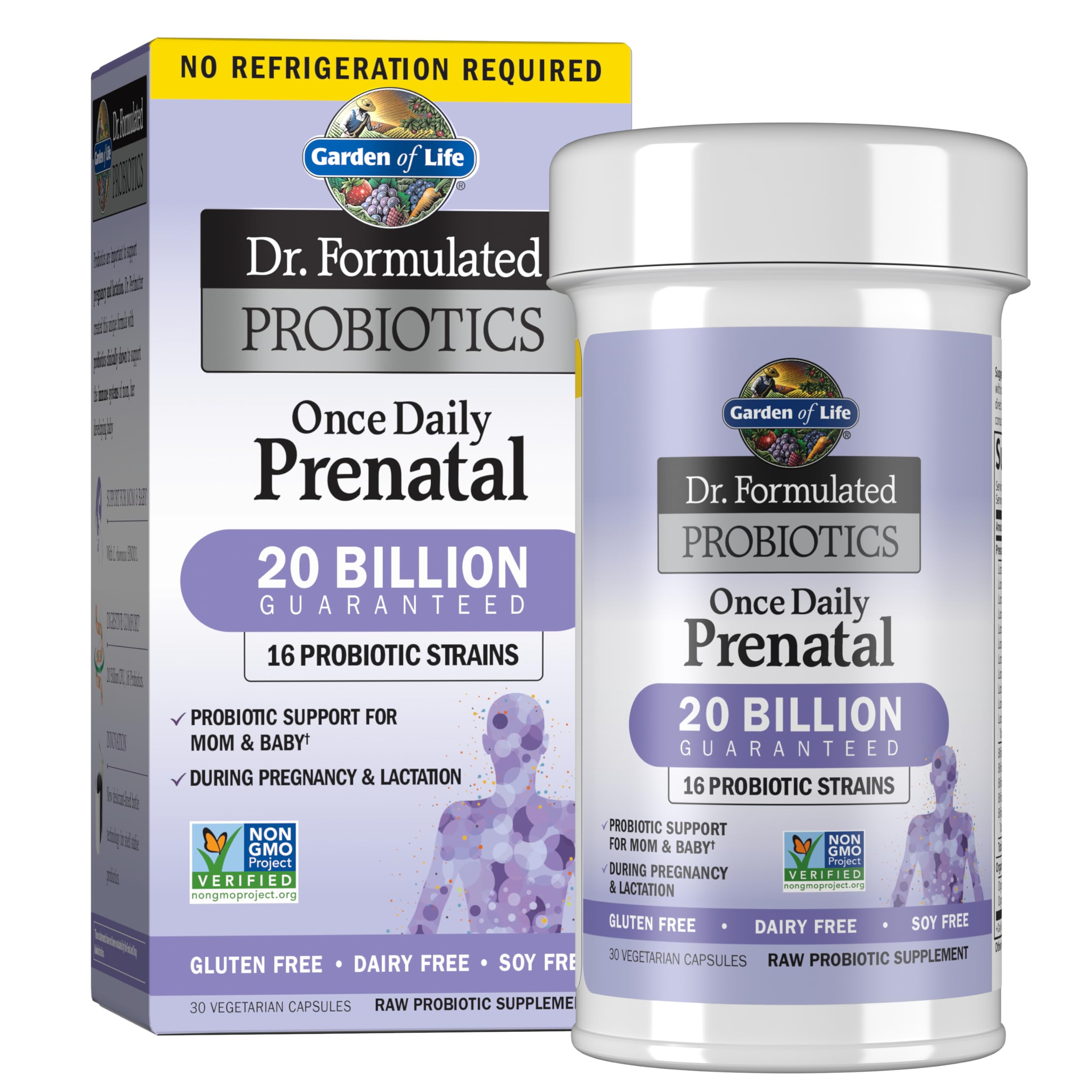 Bottle label for Garden of Life Once Daily Prenatal Probiotic