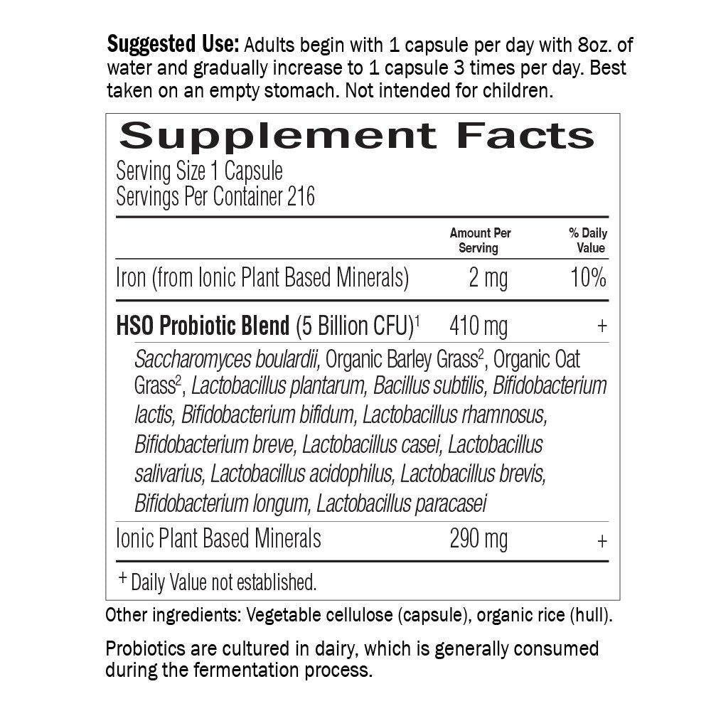 Bottle indicating 216 capsules per bottle