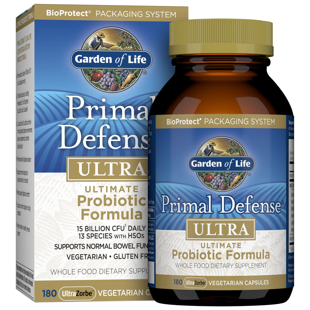 Garden of Life Primal Defense Ultra label showing 15B CFU and 13 strains