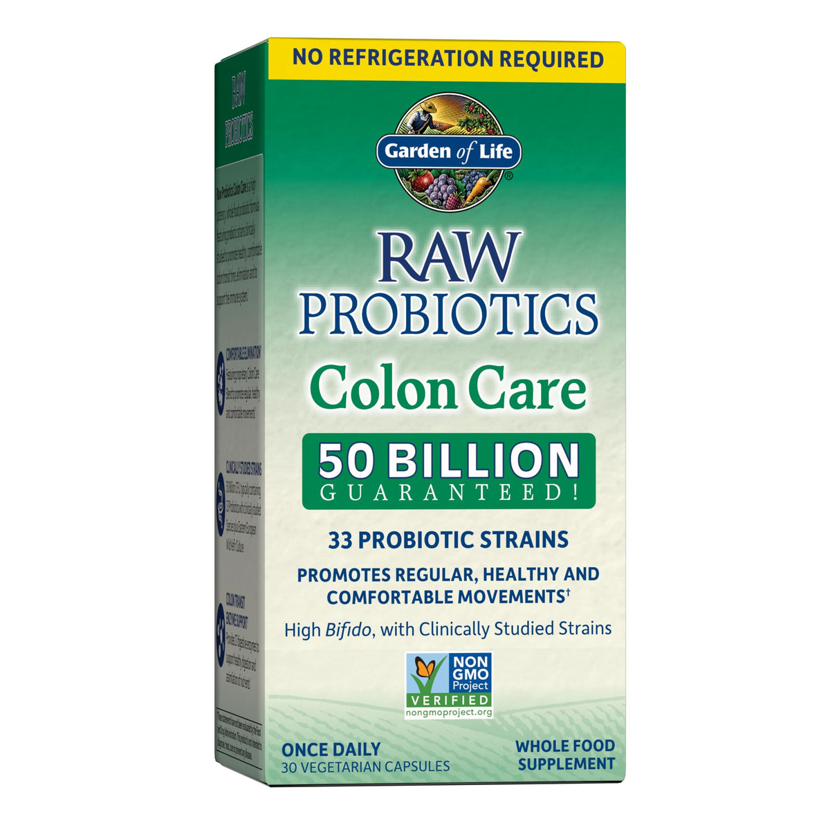 Front of Garden of Life Raw Probiotics Colon Care bottle