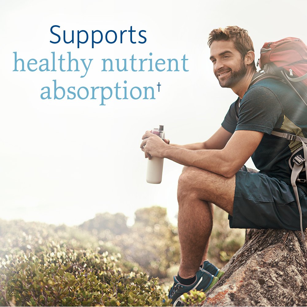 Bottle highlighting vitamins and digestive enzymes