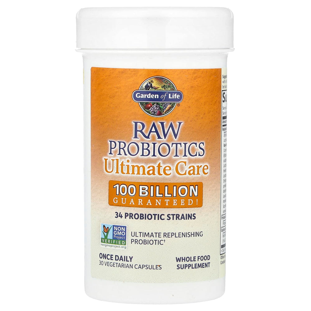 Shelf stable Garden of Life Raw Probiotics bottle at room temperature