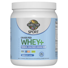 Garden of Life SPORT Whey Protein Vanilla tub with Grass-Fed label