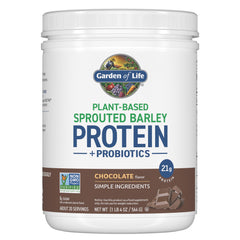 Garden of Life Chocolate Plant-Based Sprouted Barley Protein powder canister