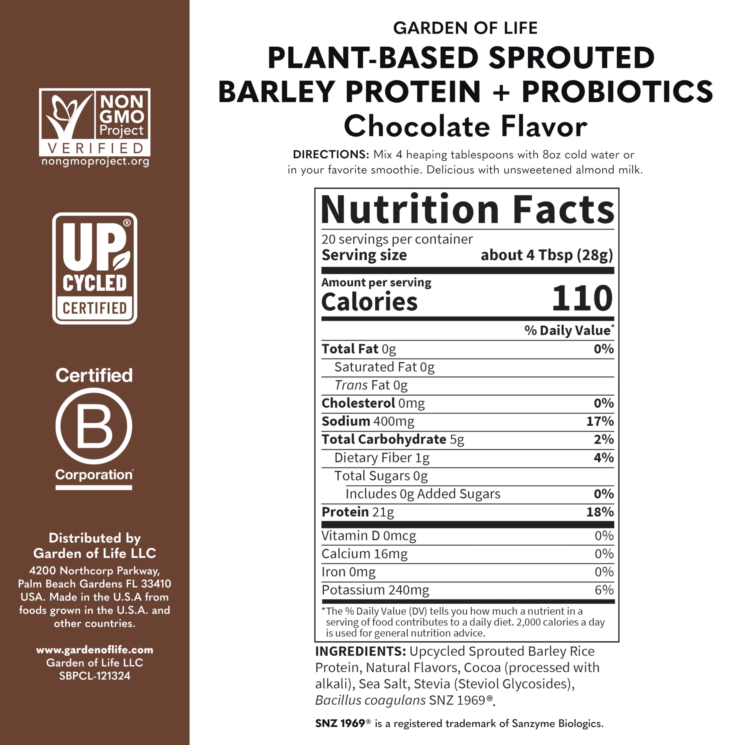 Non-GMO vegan ingredients for Garden of Life protein powder