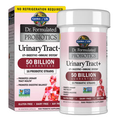 Front view of Garden of Life Urinary Tract+ probiotic bottle