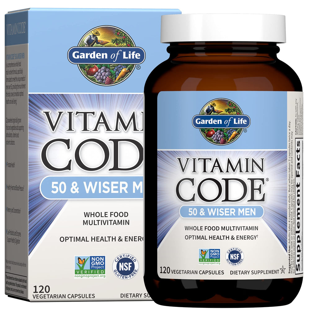 Garden of Life Vitamin Code 50 & Wiser Men’s Multivitamin bottle and label