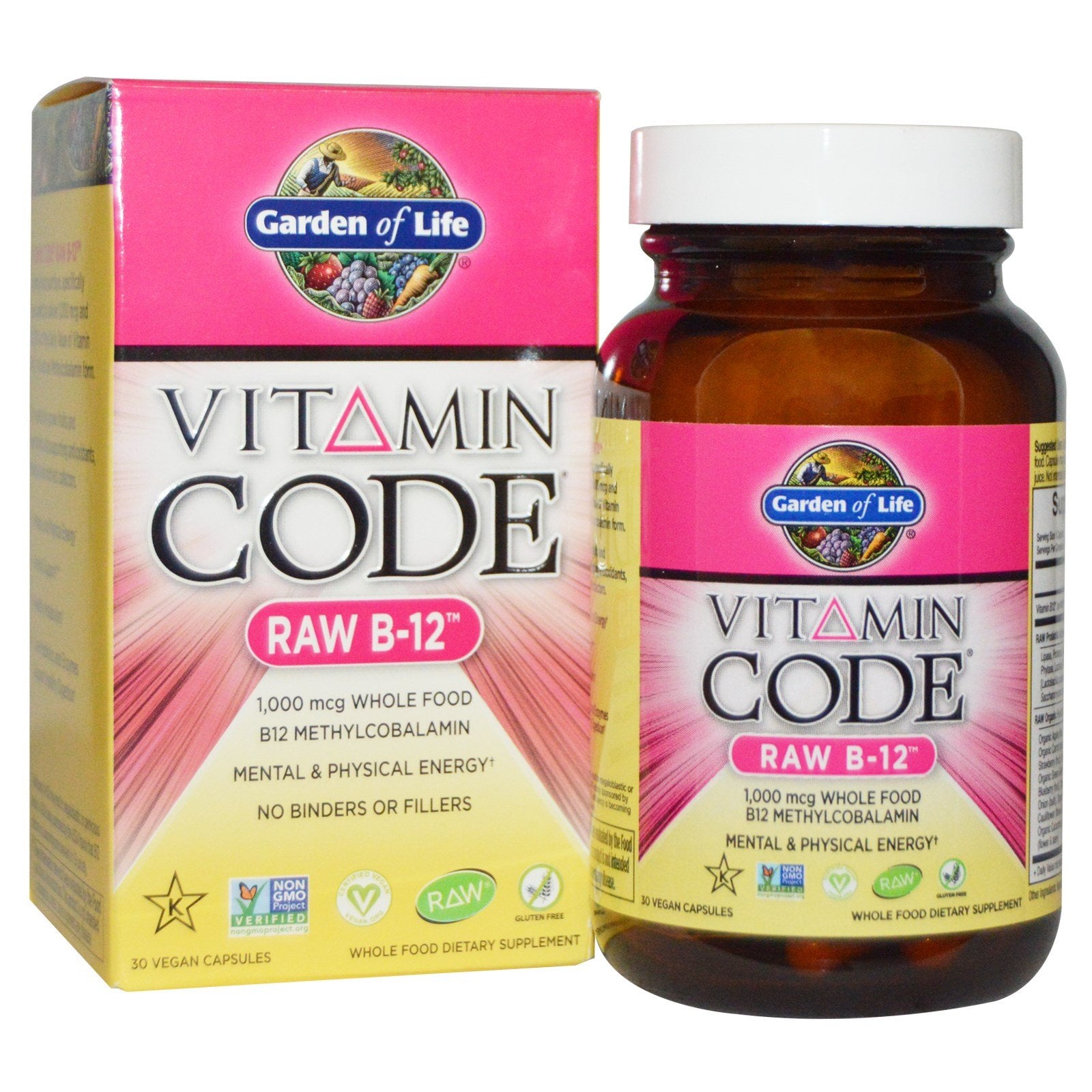 Garden of Life Vitamin Code RAW B-12 1000 mcg bottle - 30 vegetarian capsules