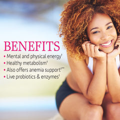 Bottle label with RAW probiotic and enzyme blend mention