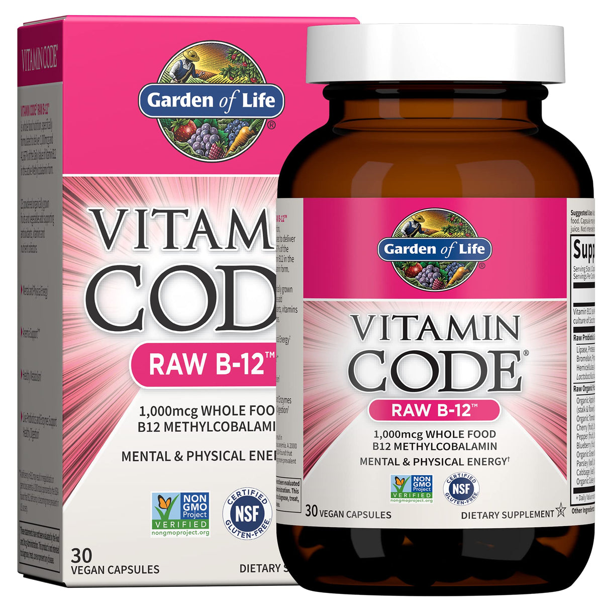 Garden of Life Vitamin Code Raw B-12 1000mcg bottle front label