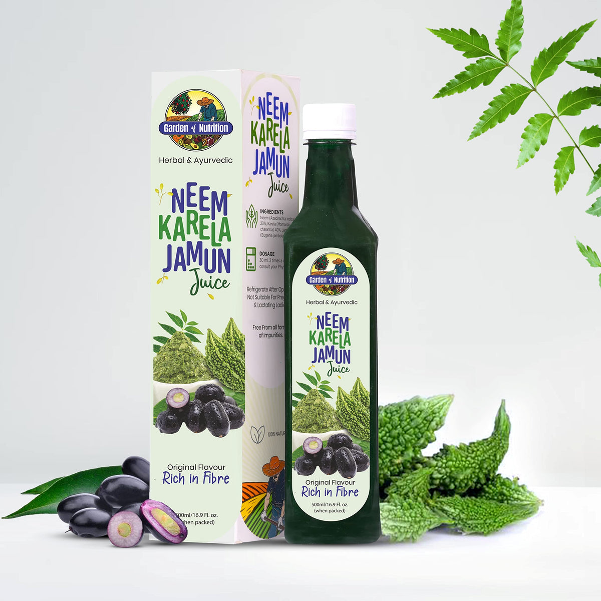 Garden of Nutrition Neem Karela Jamun Juice 500ml bottle