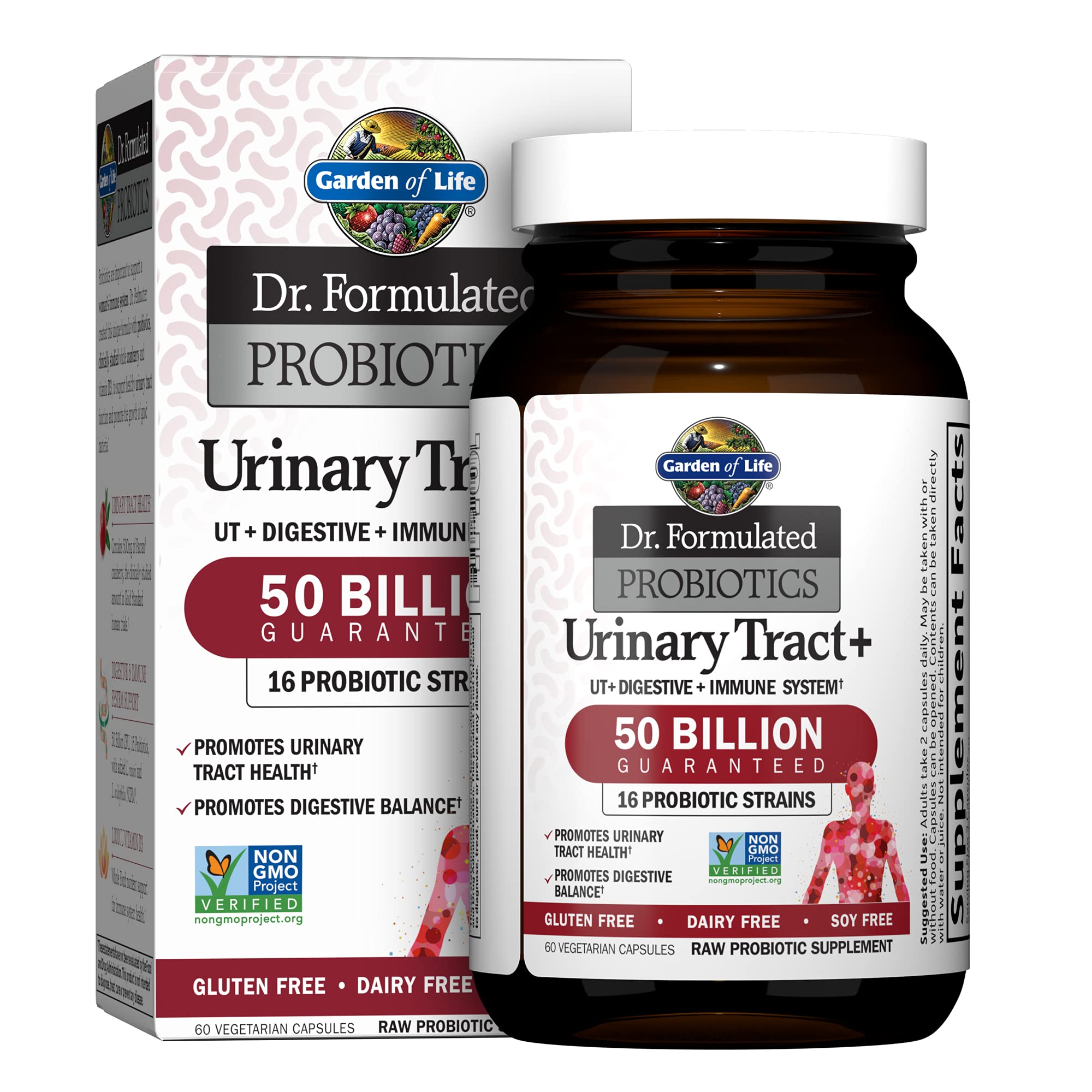 Front view of Garden of Life Dr Formulated Probiotics Urinary Tract+ bottle