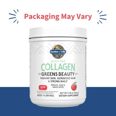 Nutrition facts and Apple flavor box for Garden of Life Collagen Greens