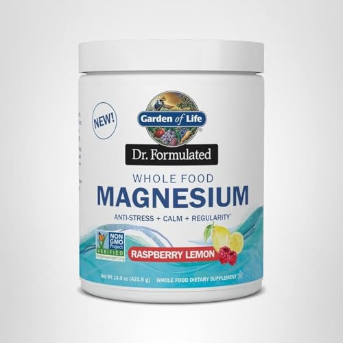 Garden of Life magnesium powder on shelf with label
