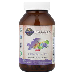 Front of bottle showing Organic, Non-GMO, Vegan and Gluten-Free seals