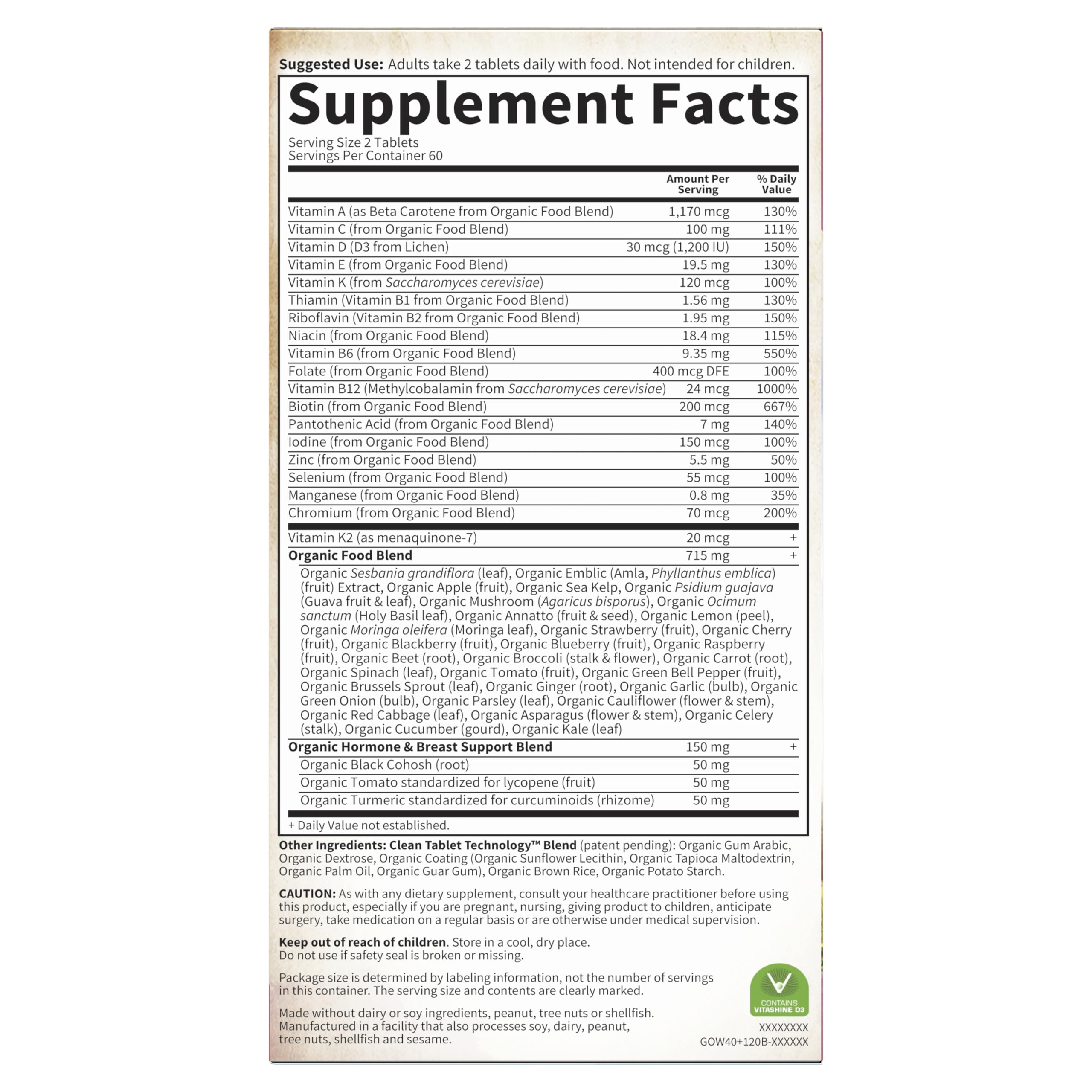 120-tablet bottle of Garden of Life Organics Women's Multivitamin 40+