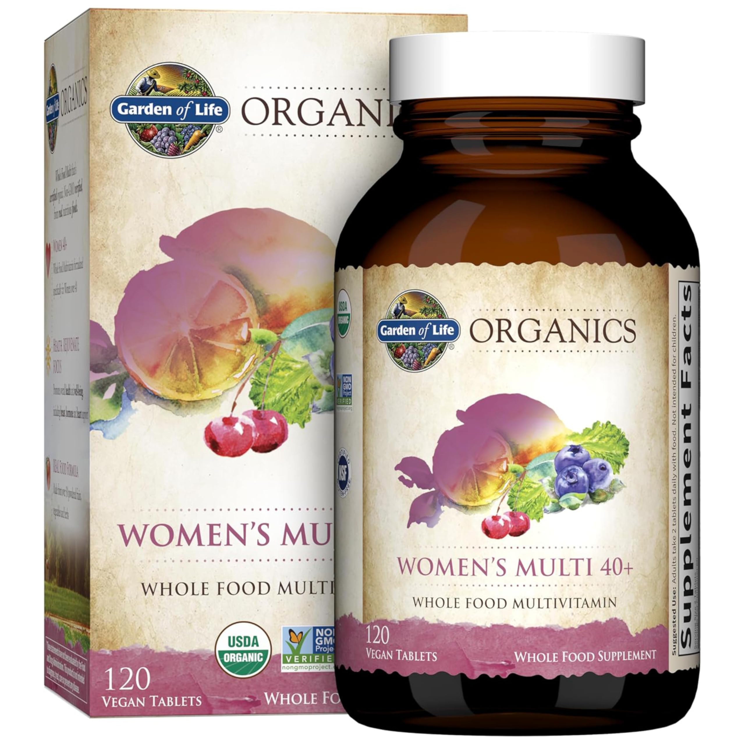 Bottle of Garden of Life Organics Women's Multivitamin 40+