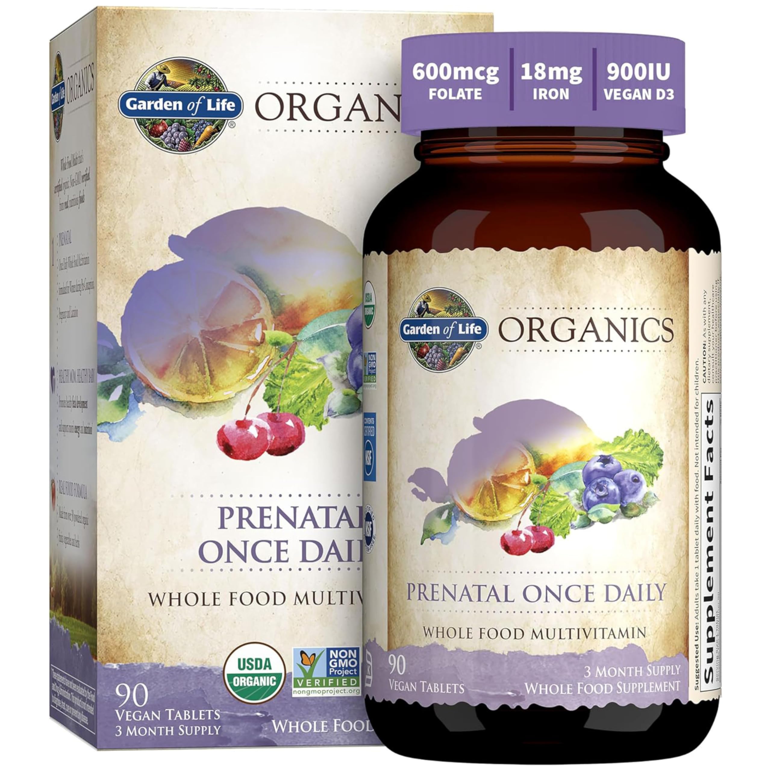 Garden of Life Prenatal Vitamins for Women bottle with label