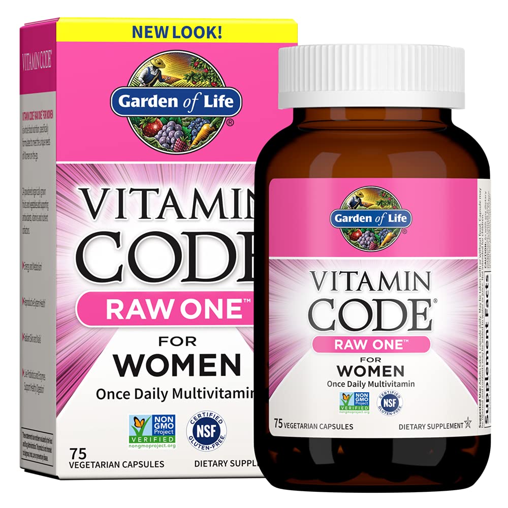 Bottle front of Garden of Life Vitamin Code RAW ONE For Women