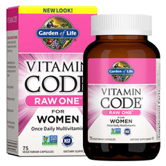Bottle front of Garden of Life Vitamin Code RAW ONE For Women