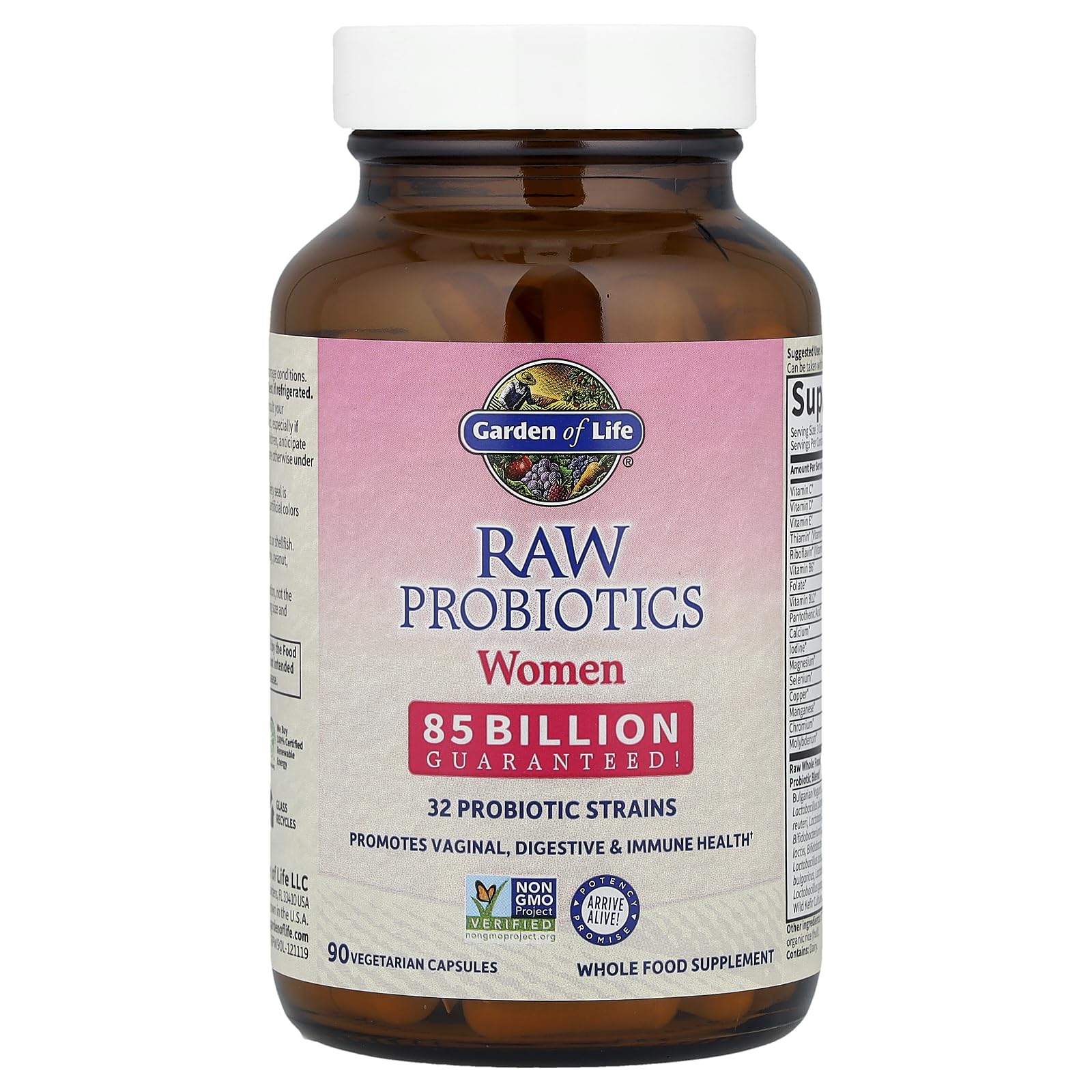 Graphic illustrating 32 probiotic strains in the formula