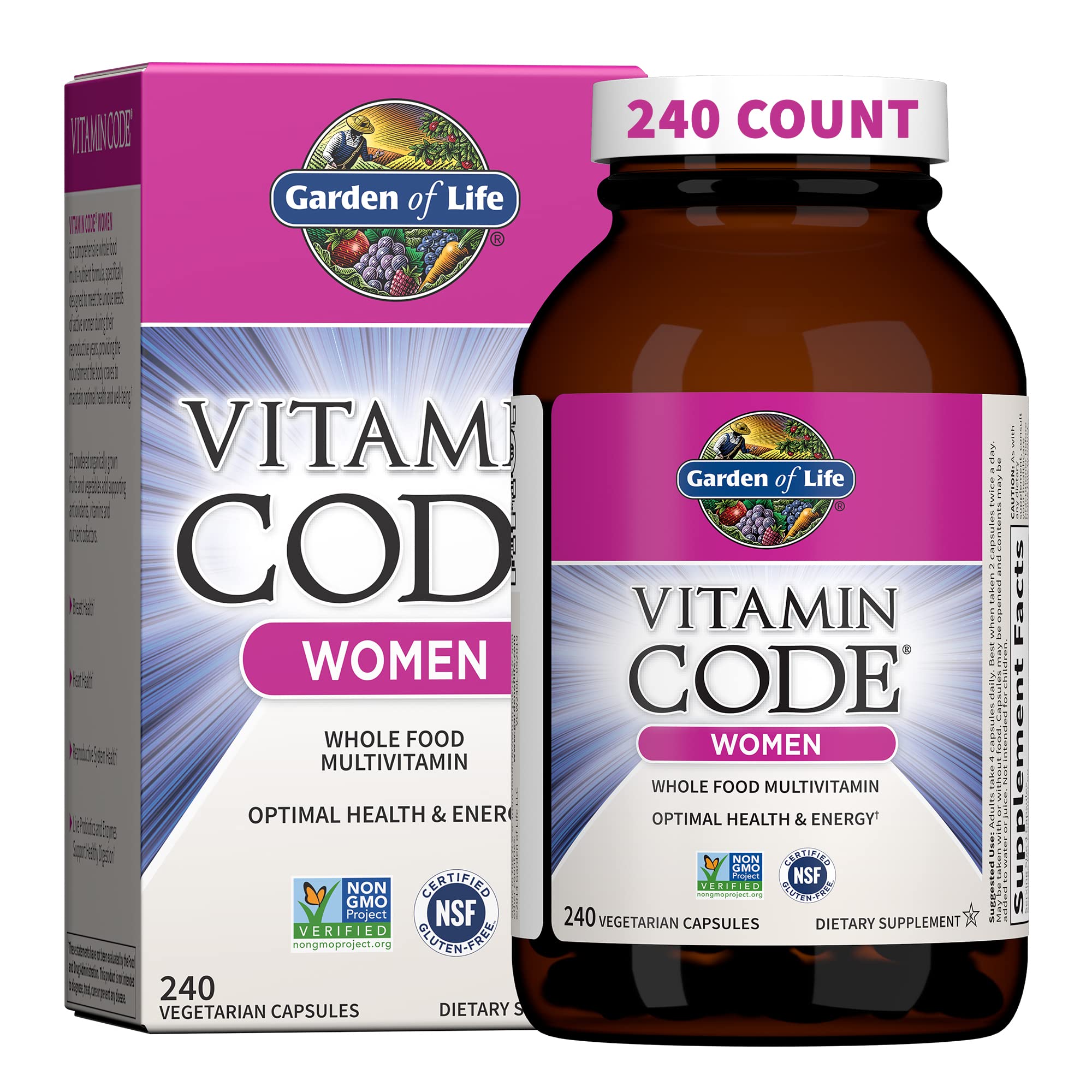 Garden of Life Vitamin Code Women 240 vegetarian capsules hero image