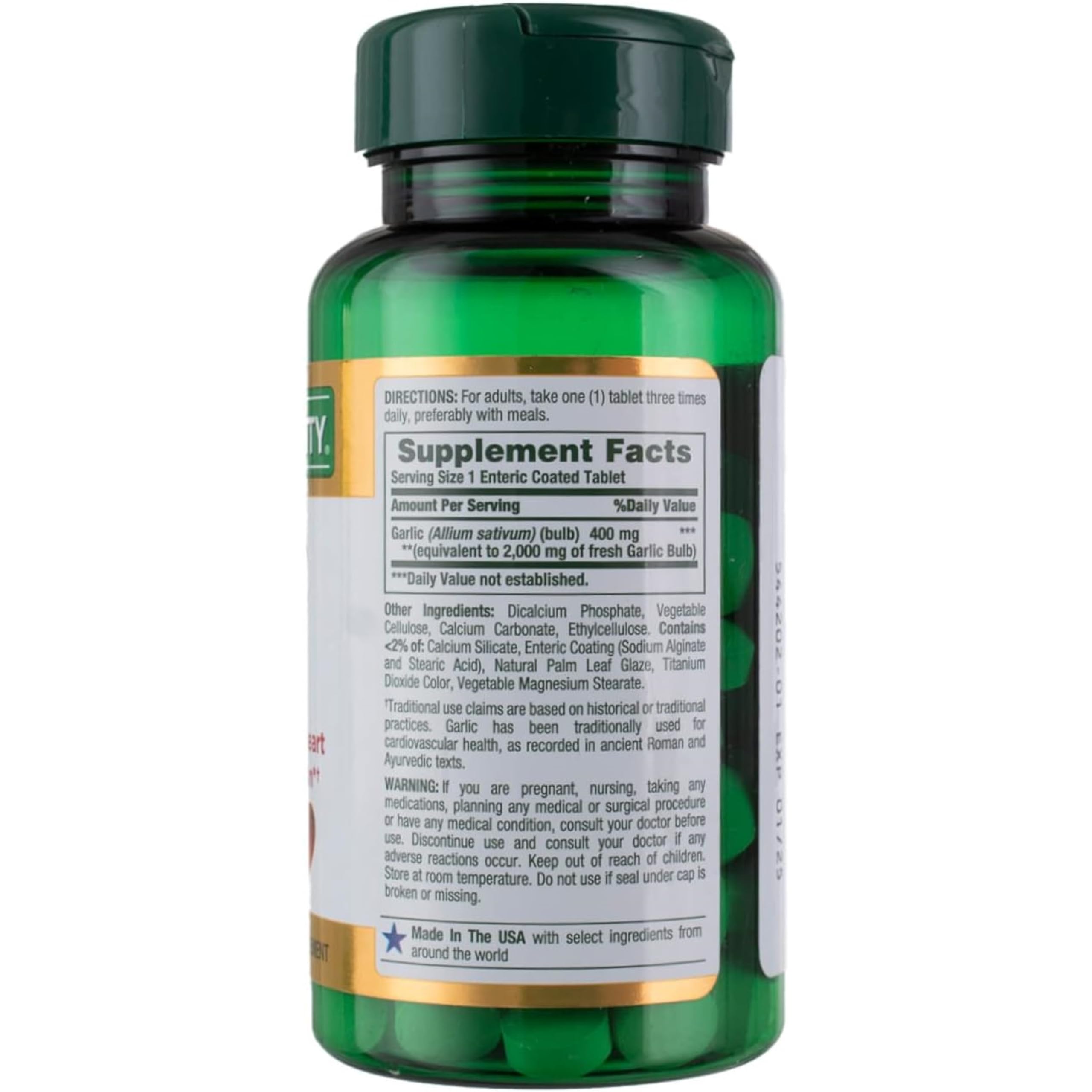 Label highlighting garlic allicin content
