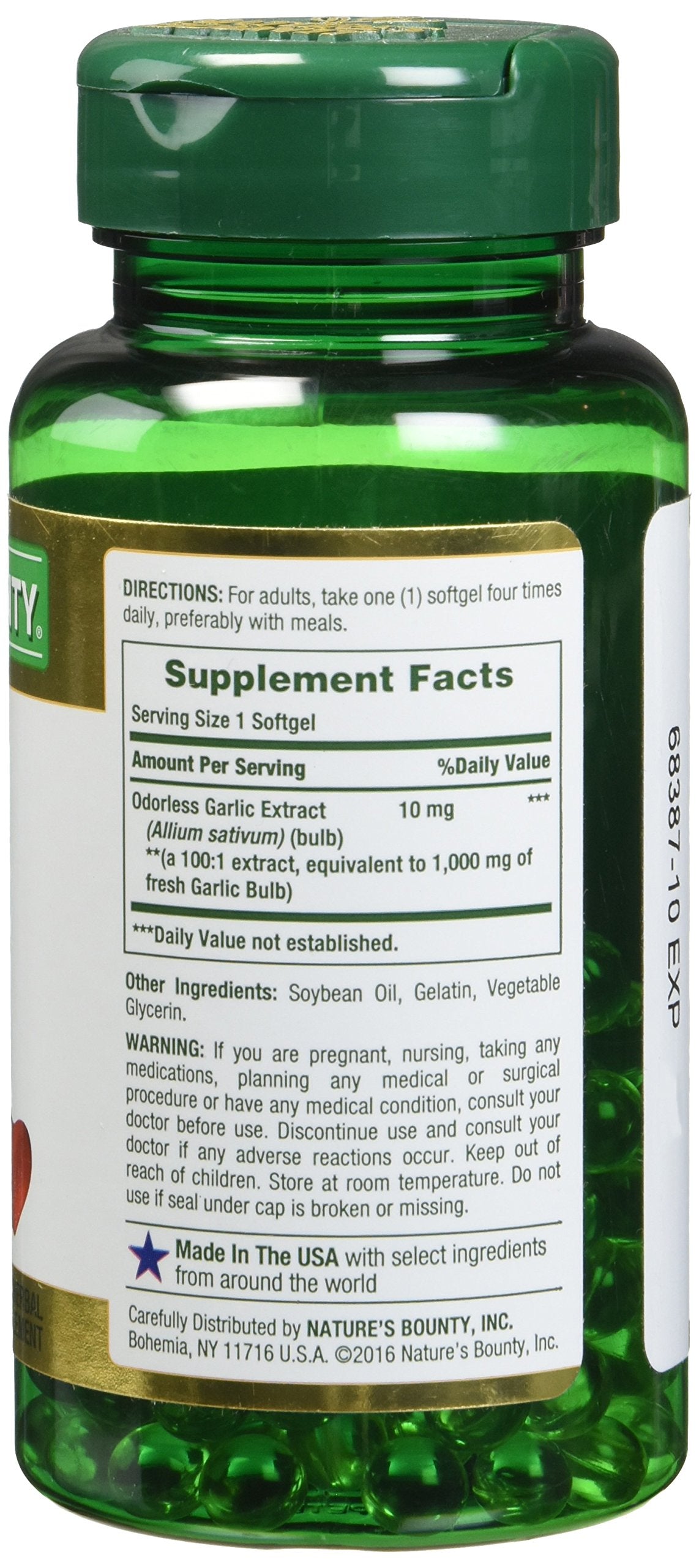 Garlic extract 1000 mg rapid-release softgels close-up