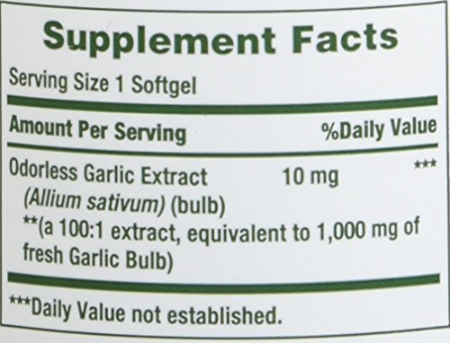 Side view of Nature's Bounty Garlic Extract 1000 mg bottle