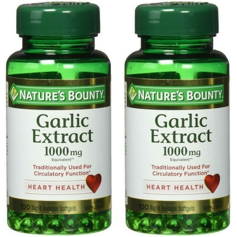 Nature's Bounty Garlic Extract 1000 mg softgels bottle front view