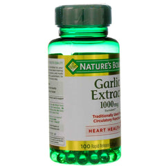 Supplement packaging and label details for garlic extract