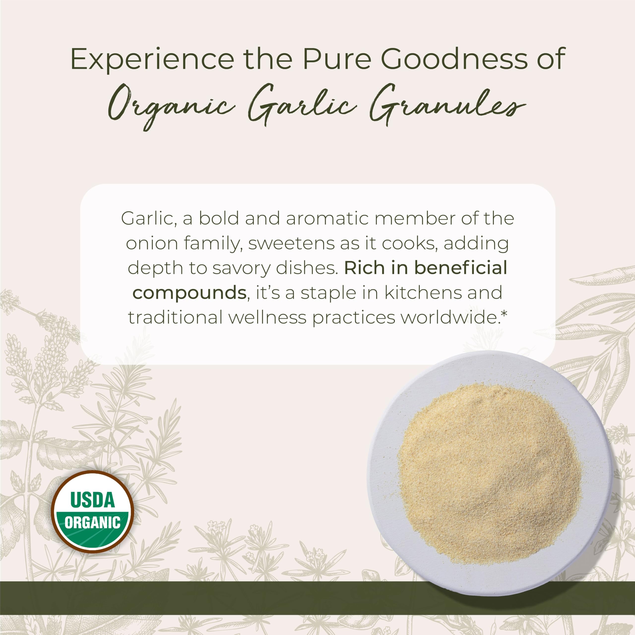 Close-up image of garlic granules