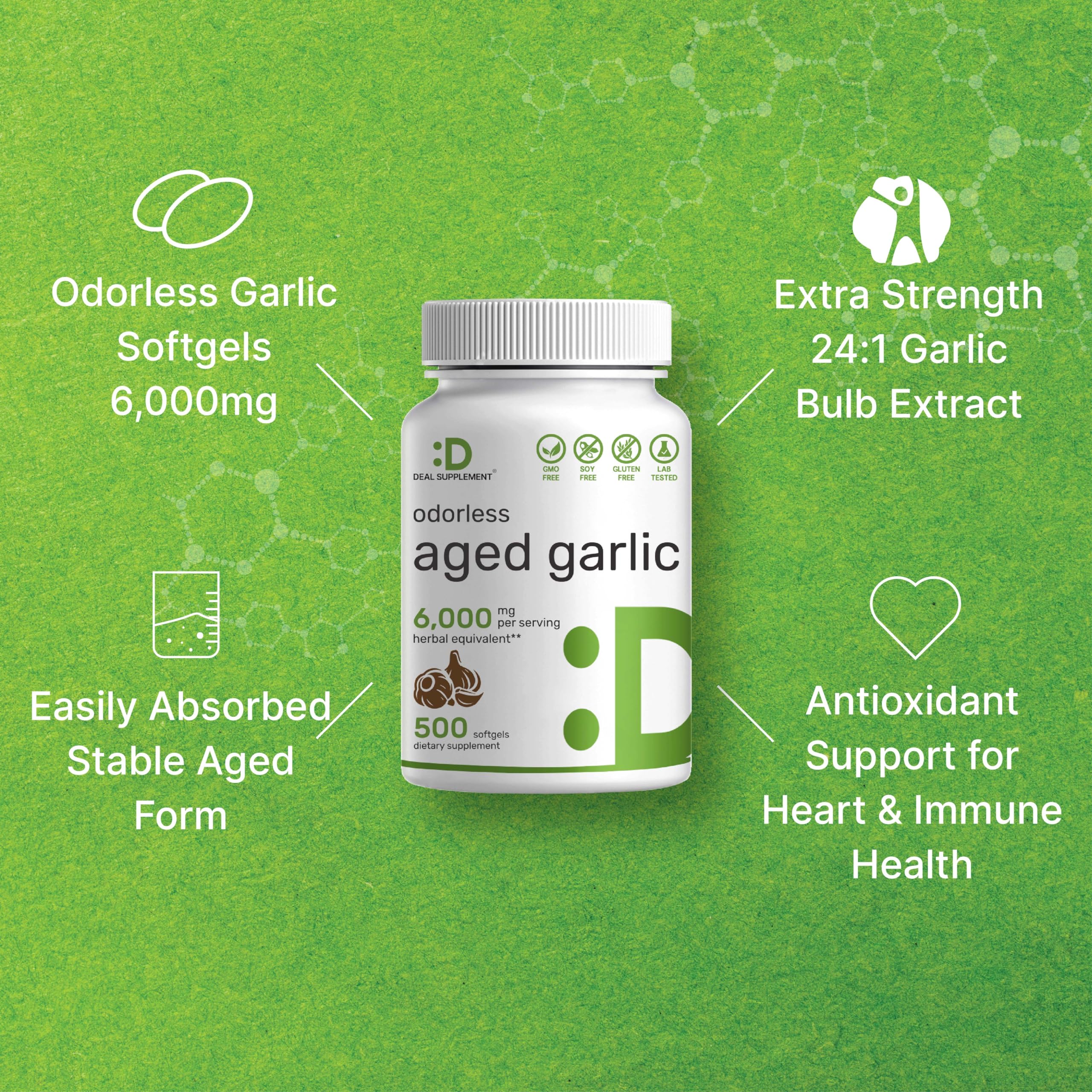 Graphic illustrating garlic’s heart and immune health support