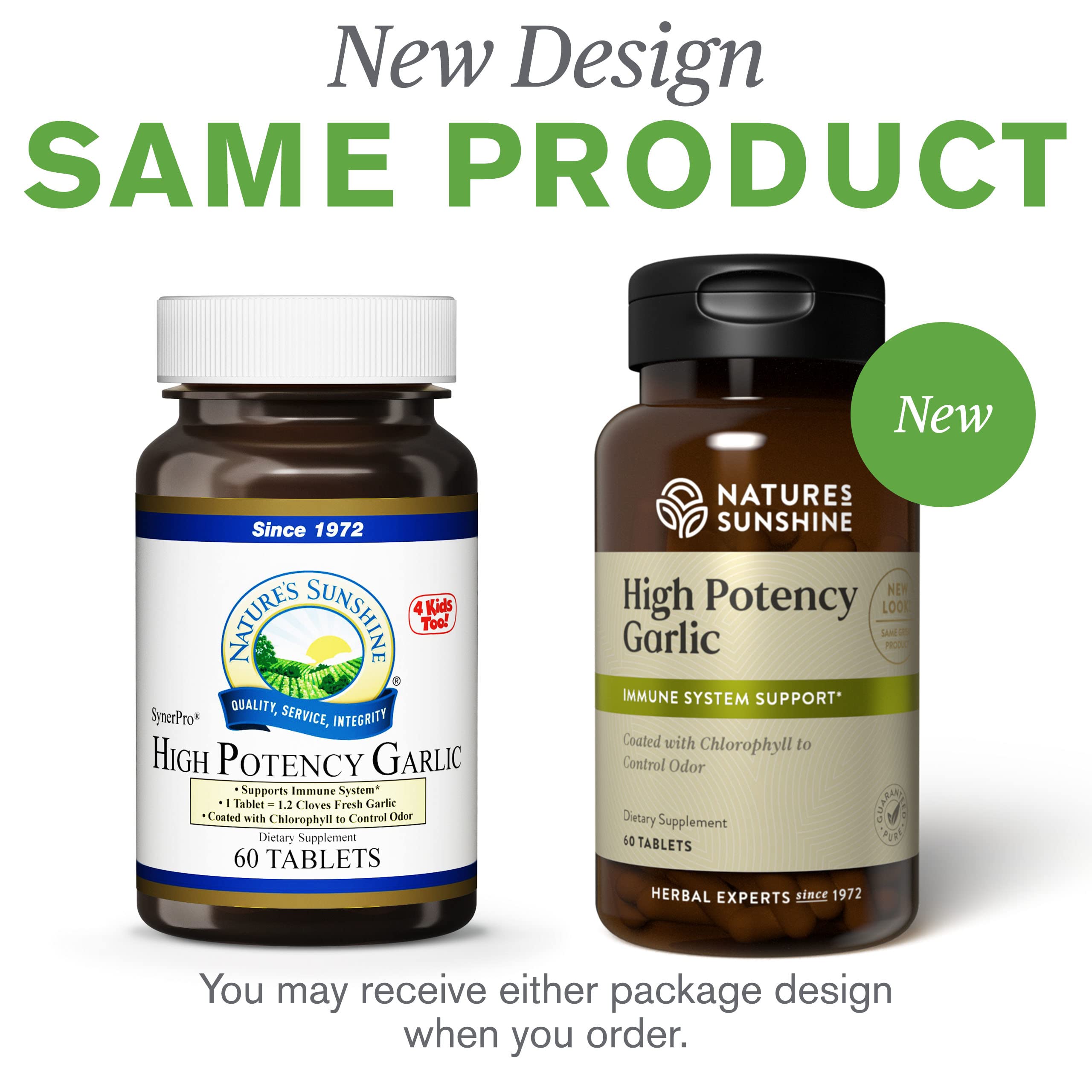 Garlic supplement packaging front view