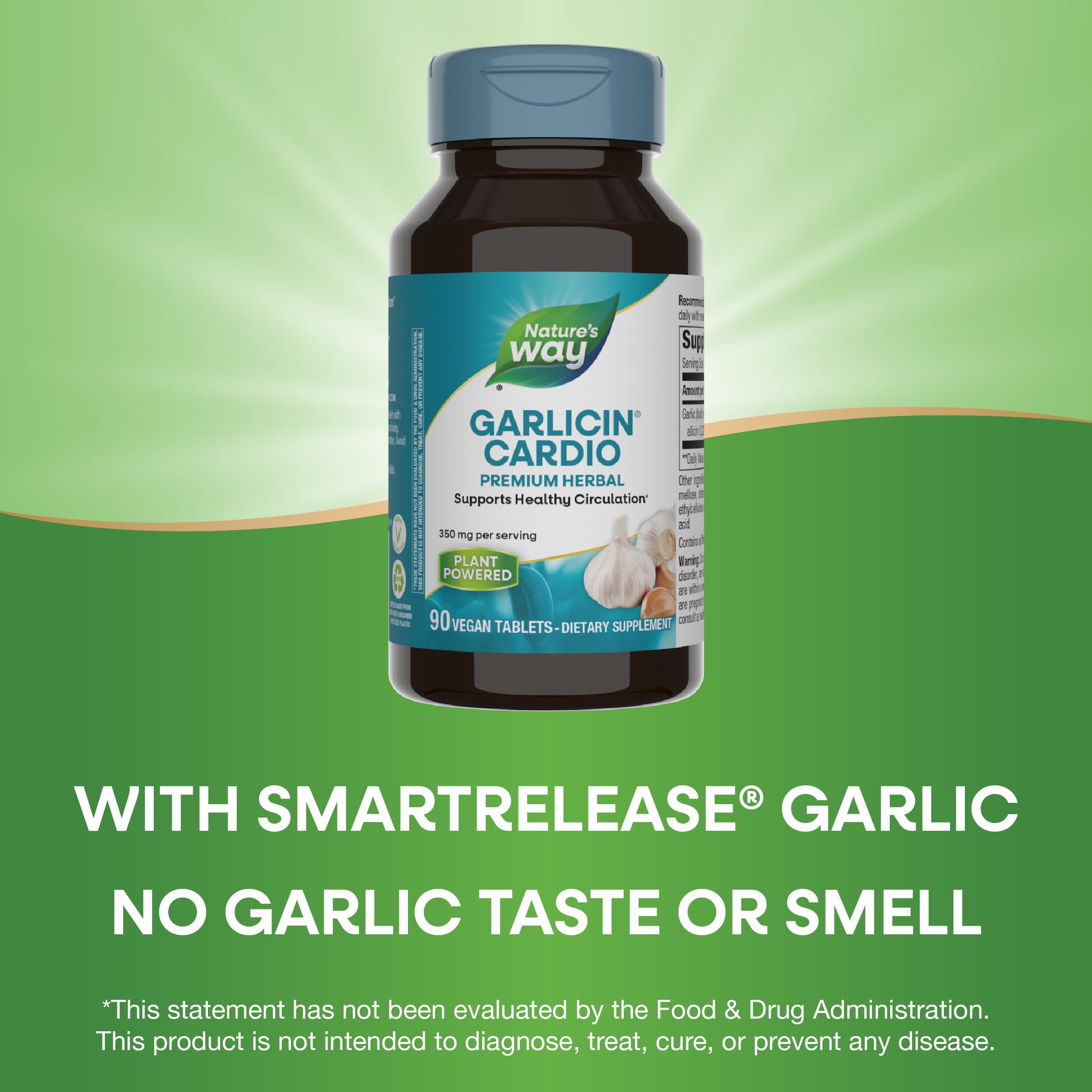 Front view of Nature’s Way Garlicin Cardio bottle