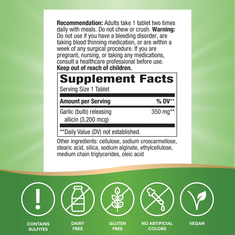 Close-up of Garlicin Cardio Premium label